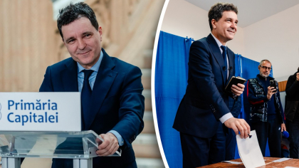 Nicușor Dan așteaptă rezultatele Exit Poll în Parcul Cișmigiu, peste drum de Primăria Capitalei