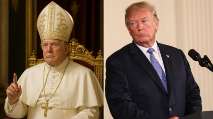 După ce a fost acuzat că își bate joc de catolici, Donald Trump a comentat fotografia cu el costumat în papă: „Soției chiar i s-a părut drăguță”