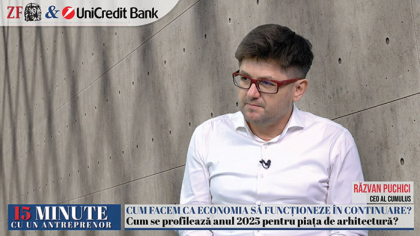 ZF 15 minute cu un antreprenor, un proiect Ziarul Financiar şi UniCredit Bank. Răzvan Puchici, CEO al biroului de arhitectură Cumulus: Este foarte mult loc de creştere în hotelărie, litoralul Mării Negre are numai improvizaţii, nu este nici de business, nici de recreere
