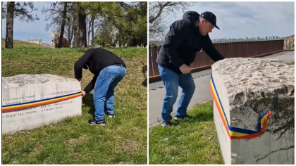 Incident la Belgrad. Un român a smuls steagul Ungariei de pe o piatră comemorativă și a pus o panglică tricoloră: „Maghiarii ne fură istoria peste tot”