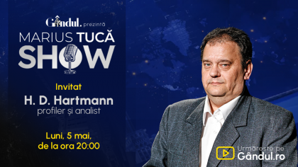 Marius Tucă Show începe luni, 5 mai, de la ora 20.00, live pe Gândul. Invitați: HD Hartmann