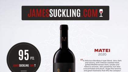 CRAMA DEMATEI ÎNREGISTREAZĂ CEL MAI MARE SCOR ISTORIC PENTRU UN VIN ROMÂNESC LA JAMES SUCKLING: MATEI 2020 – 95 DE PUNCTE!