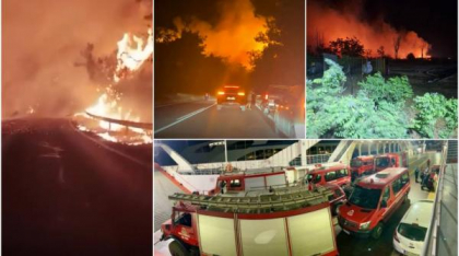 Incendiu în Thassos. Flăcările au ajuns până la drum. Au fost trimiși pompieri din Kavala, pene de curente pe insulă