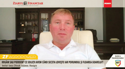 ZF Agropower. Porumbul şi floarea-soarelui se usucă sub soarele arzător, iar fermierii spun că fără investiţii în irigaţii aceste culturi riscă să devină imposibil de cultivat. „Cred că o să renunţăm la porumb anul viitor, dacă acum a început să se ofilească, pentru că nu e apă.“