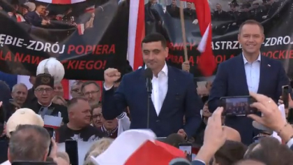 VIDEO George Simion îşi face campanie în Polonia: „Birocrații care nu au fost aleși încearcă să fure democrația din România”