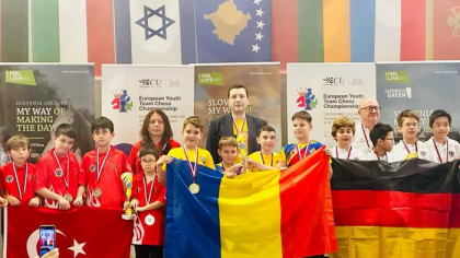 România este Campioană Europeană la şah la categoria sub 12 ani, după ce lotul naţional a câştigat aurul în Slovenia
