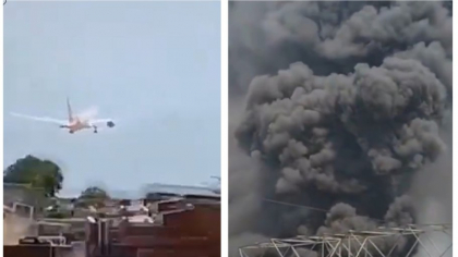 Un avion cu 290 de pasageri la bord s-a prăbușit într-o zonă rezidențială, în India. VIDEO