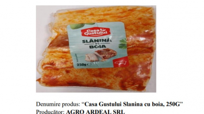 Alertă alimentară. Un lot de slănină cu boia, retras de la comercializare din cauza unei bacterii periculoase