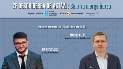ZF DESCHIDEREA DE ASTĂZI. Cum va merge bursa. Urmăriţi o discuţie luni, 21 iulie 2025, ora 09.30 cu Marius Alexe, investitor la Bursa de Valori Bucureşti