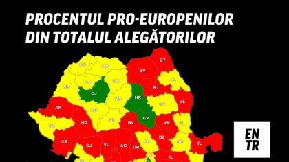 Harta voturi pro-europene și pro-izolaționiste, din România. Harghita și Gorj, cele două extreme