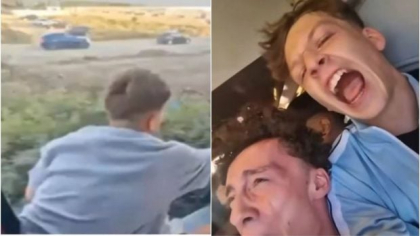 Un băiat a fost filmat cum sare din trenul aflat în mers în drumul spre Costinești, printre râsetele celorlalți pasageri