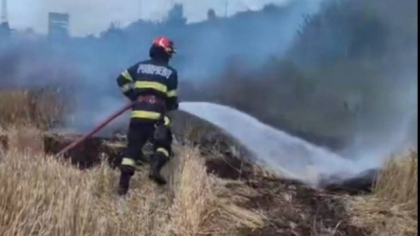 Incendiu într-un lan de grâu în zona Centurii de Vest a Ploieștiului, după ce o mașină a luat foc. A fost emis mesaj Ro-Alert