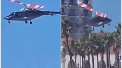 Momentul în care un elicopter se prăbușește în fața unui hotel din Los Angeles. Sunt cinci răniți