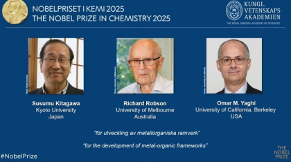 Premiul Nobel pentru chimie 2025, împărţit de trei cercetători: Susumu Kitagawa, Richard Robson și Omar Yaghi