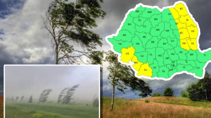 Cod galben de vânt puternic. Rafalele ajung la 70 km/h