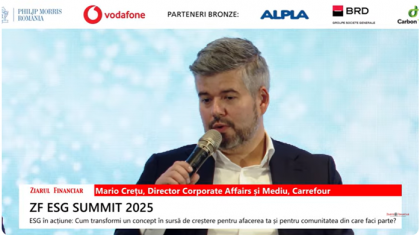 Mario Creţu, Director Corporate Affairs şi Mediu, Carrefour : În sezonul de vară, peste 90% din furnizorii de marfă proaspătă sunt din România. Şi ei trec printr-un proces de învăţare în ceea ce priveşte sustenabilitatea