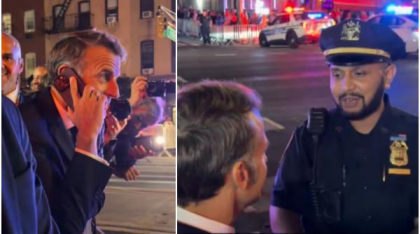 Imagini virale. Macron a rămas blocat într-o intersecție din New York de coloana oficială a lui Trump și l-a sunat: ”Ce faci? Ghici ce”