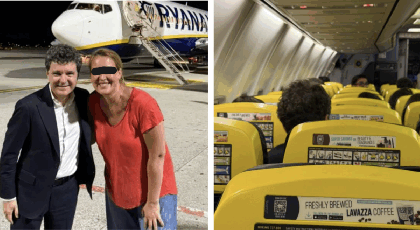 Imagini surprinzătoare cu Nicușor Dan, într-un avion low-cost. Cine îl însoțea pe președintele României