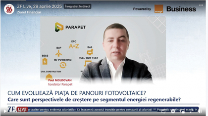 ZF Live. Paul Moldovan, fondator Parapet: Este greu să intri într-o piaţă matură dacă ai un business imatur. Acum, peste 70% dintr-un proiect solar poate fi procurat din UE