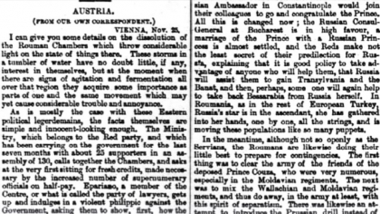 Cum erau prezentați românii în 1867 de „The Times”: „Sunt convinşi pe deplin că ei sunt descendenţii puri ai vechilor stăpâni ai lumii!”