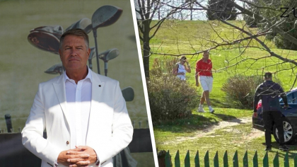 Pași mici pentru țară, dar mari pentru… GOLF. Klaus Iohannis lovește din nou – mingea, nu sistemul. Fostul președinte și-a învățat și soția cum să țină crosa în mână