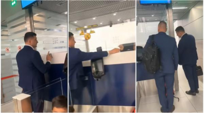 „N-am timp, mă!”. George Simion a sărit coada la aeroport și a început să bată în geamul ghișeului închis