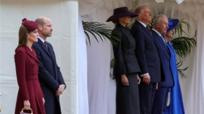 Dineul regal pentru Donald Trump: Melania a atras privirile cu o rochie îndrăzneață, iar Prințesa Kate a impresionat cu o bijuterie specială FOTO VIDEO