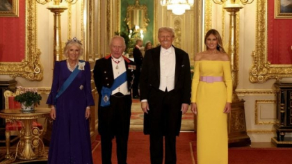Imagini de la dineul dat de Regele Charles pentru Donald Trump. Melania a încălcat protocolul cu rochia îndrăzneață, iar Prințesa Kate a strălucit