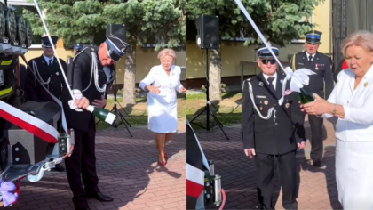 Polonia, moment viral: șampania care nu vrea să se spargă la „botezul” unei mașini de pompieri