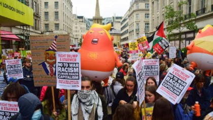 Protestatarii inundă străzile Londrei, după ce Trump a fost primit cu mare fast la Castelul Windsor
