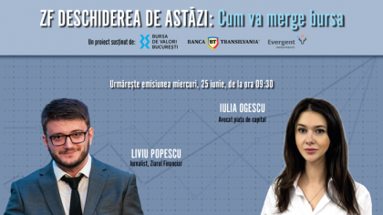 ZF DESCHIDEREA DE ASTĂZI. Cum va merge bursa. Urmăriţi o discuţie miercuri, 25 iunie 2024, ora 09.30 cu Iulia Ogescu, avocat piaţa de capital