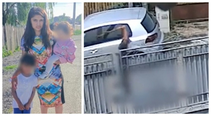 „Venea ăla micu’ alergând: A omorât-o! Mama!”. Camerele de supraveghere au surprins cum a fost ucisă gravida de 22 de ani, cu toporul, în fața copiilor și mamei sale