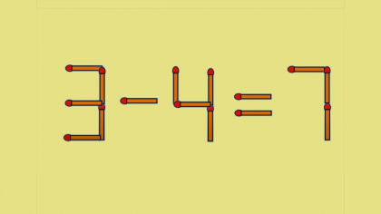 Test de inteligență | Mutați un singur chibrit, pentru a corecta 3 – 4 = 7