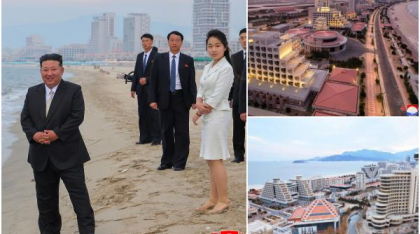 Imagini rare. Kim Jong un s-a dus cu fiica lui să-și inaugureze „Mar-a-Lago-ul”. Liderul de la Phenian s-a relaxat lângă piscină