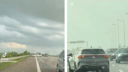 „Haos total!”. Gestul periculos la care au recurs mai mulți șoferi pe A3 din cauza grindinei