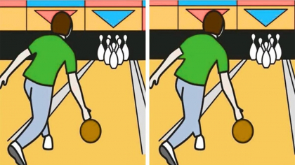 Test de perspicacitate | Aveți la dispoziție 25 de secunde pentru a găsi 3 diferențe între acești 2 bărbați care joacă bowling