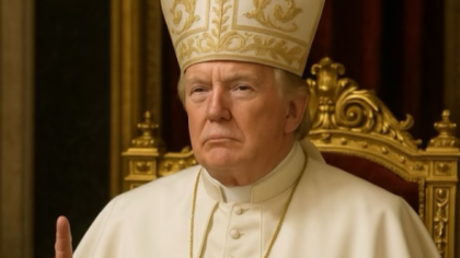 „Eu am văzut-o abia aseară”. Ce mesaj a transmis Trump, după ce a apărut îmbrăcat în papă, pe internet
