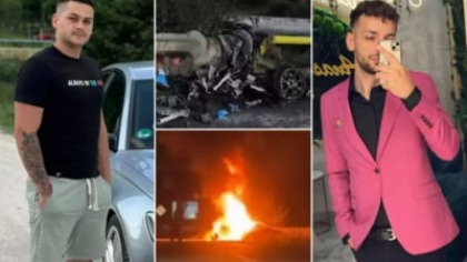 Moarte oribilă. Doi tineri, carbonizați după ce au fugit de mașina poliției. Viteză de 185 km/h. Imagini de la locul accidentului