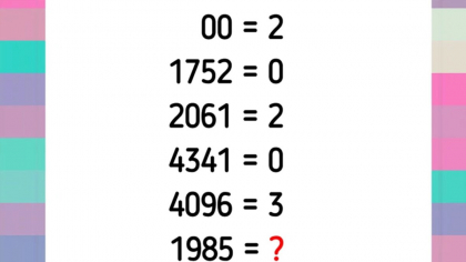 Test IQ exclusiv pentru genii | Cât este 1985, dacă 00=2, 1752=0, 2016=2, 4341=0 și 4096=3