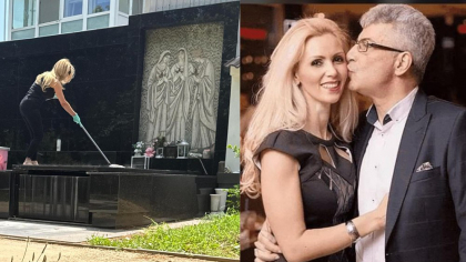 Ce grijă are Mihaela Prigoană de cavoul soțului ei! Paparazzi Click! au surprins-o la Cimitirul Evanghelic Lutheran. A măturat, a șters praful și a aprins lumânări