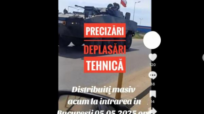 Fake news cu tancuri care intră în București, pe TikTok. MApN avertizează: „Sunt scenarii false ca să se creeze confuzie și panică”