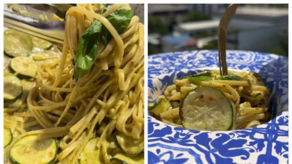 Spaghete cu dovlecel și pesto, rețeta italienească cu gust unic. Se prepară ușor și arată spectaculos. VIDEO