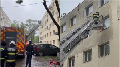 Zeci de oameni din Ploiești au ieșit în fața blocului după ce au văzut flăcări ieșind dintr-un apartament. Doi copii au făcut atac de panică