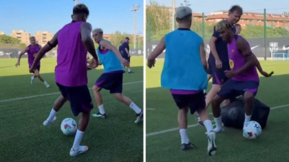 Lamine Yamal a umilit doi colegi cu un singur dribling. Fază spectaculoasă surprinsă la antrenamentul Barcelonei