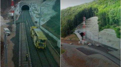 Cum arată noul tunel feroviar din România care se deschide după 8 ani de lucrări. Circulația pe un nou traseu de 13 km, inaugurată azi