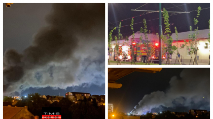Incendiu puternic la Timișoara. Zeci de mașini au fost cuprinse de flăcări
