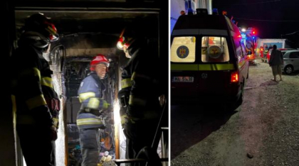 Incendiu puternic într-un bloc din Bârlad. 50 de oameni au fost evacuaţi din apartamente