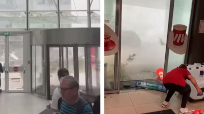 Imagini de GROAZĂ din mall Promenada și o benzinărie din București, în timpul furtunii devastatoare! Doar în filme vezi așa ceva