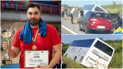 El este Marius, tânărul de 23 de ani care a murit după ce un autocar cu mai mulți copii s-a răsturnat pe A2. Alți doi minori sunt în stare gravă