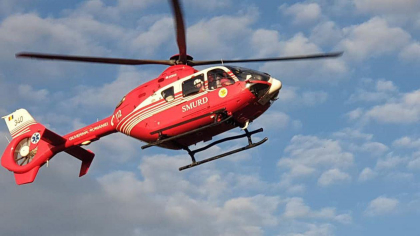 Accident rutier grav în Galați, după ce doi motocicliști fără permis s-au ciocnit. A fost nevoia de intervenția unui elicopter SMURD